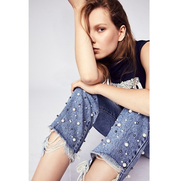 Free People Denim - Free People Pearl Crop Straight Leg Jeans